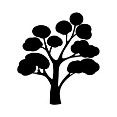 Ornamental tree with rounded leaves black silhouette icon vector illustration