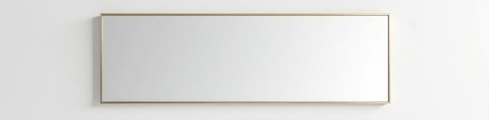 Fototapeta premium Modern chrome framed mirror on white wall, vector illustration , clean lines, metallic, bright