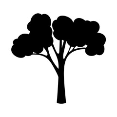 Natural tree with rounded leaves and branches black silhouette icon vector illustration