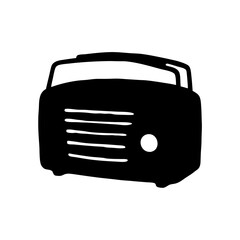 Classic radio black silhouette icon vector illustration