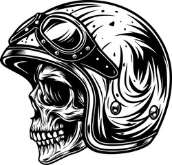 SVG illustration of a mechanical skull. Skull Graphic with Bicycle Gear in High-Contrast Design