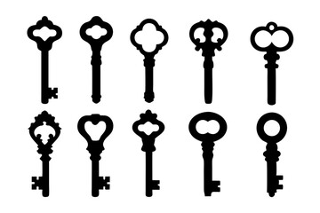 Old Fashioned Key Icons vector illustration