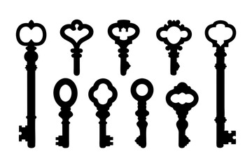 Ornate Antique Key Shapes vector illustration