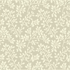 Chic seamless gray botanical pattern vector.