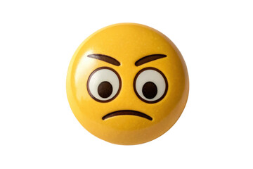 PNG Yellow emoji with frowning expression and raised eyebrows