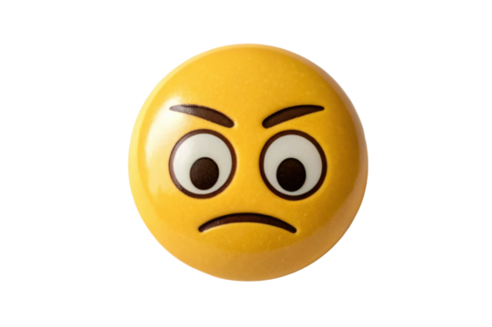 PNG Yellow emoji with frowning expression and raised eyebrows