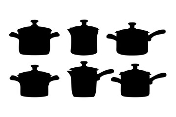 Monochrome Lidded Pot Icons vector illustration