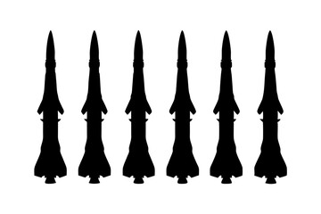 Rocket with Flames Silhouette Icons vector illustration