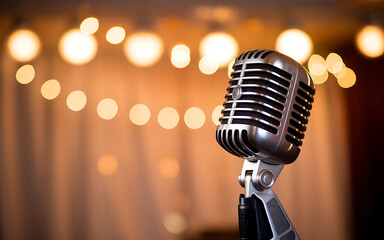vintage microphone on stage