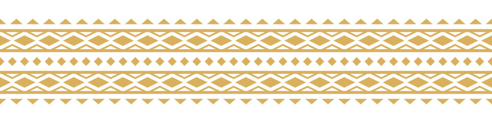 Gold ethnic border with geometric tribal pattern.