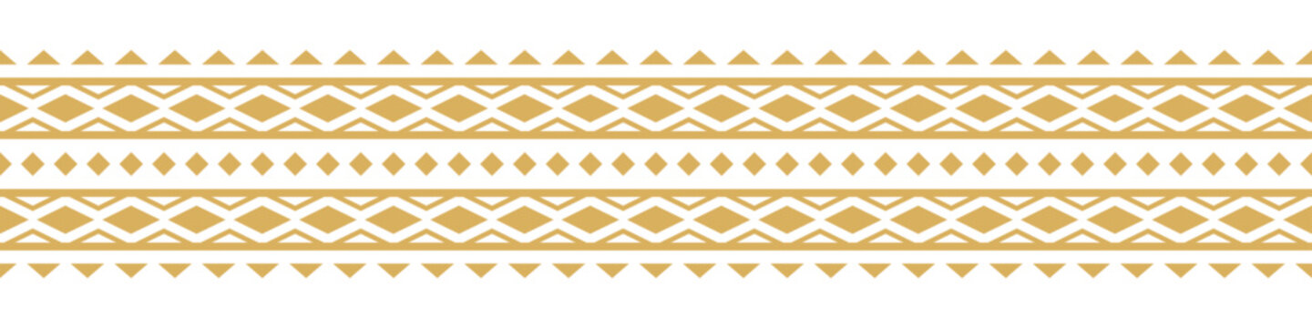 Gold ethnic border with geometric tribal pattern.