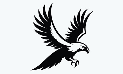 Eagle bird silhouette, Eagle vector illustration, Eagle graphic outline, Flying eagle shape, Eagle profile art
