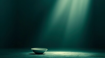 Empty porcelain bowl bathed in ethereal light.