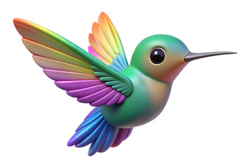 Obraz premium PNG Colorful 3d hummingbird with vibrant rainbow wings in mid-flight