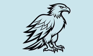 Eagle bird silhouette, Eagle vector illustration, Eagle graphic outline, Flying eagle shape, Eagle profile art
