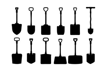 Ergonomic Snow Shovel Silhouette for Hardware Branding vector illustration