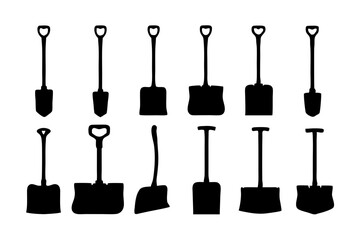 Vintage Snow Shovel Silhouette for Retro Themes vector illustration