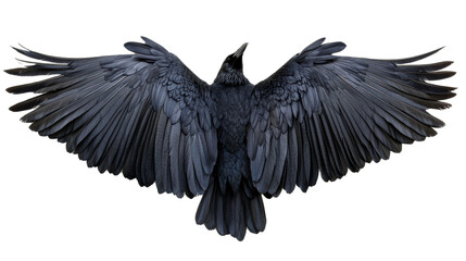 Obraz premium Majestic Raven in Flight: A Study in Dark Feathers and Powerful Wings