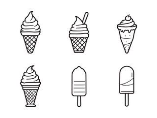 Ice Cream line art vector illustration