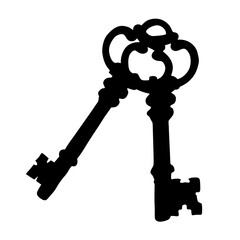 Antique style key silhouette design vector illustration