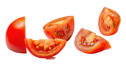 a sliced tomato and a half of a tomato