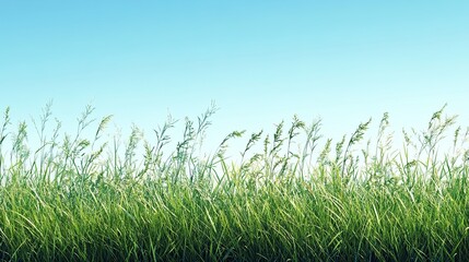 Whispering grasses reach for a clear sky on a breezy summer day bringing a sense of calm and freedom under