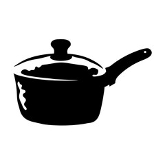 Cooking pot filled to the brim silhouette vector illustration