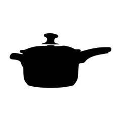 Cooking pot filled to the brim silhouette vector illustration