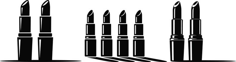 Lipstick Vector Illustration Set, Beauty Makeup Cosmetic Clipart Design.