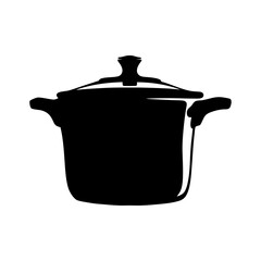 Kitchen pot with lid silhouette vector illustration