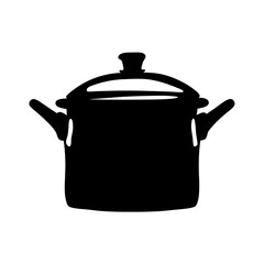 Kitchen pot with lid silhouette vector illustration