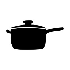 Kitchen pot with lid silhouette vector illustration