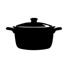 Kitchen pot with lid silhouette vector illustration