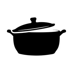 Kitchen pot with lid silhouette vector illustration