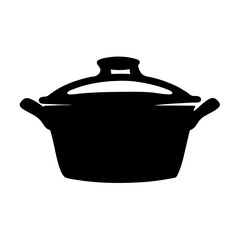Kitchen pot with lid silhouette vector illustration