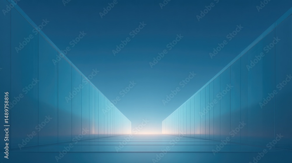 Poster sunny minimalistic exterior of modern department store with clean lines and ample copy space for tex
