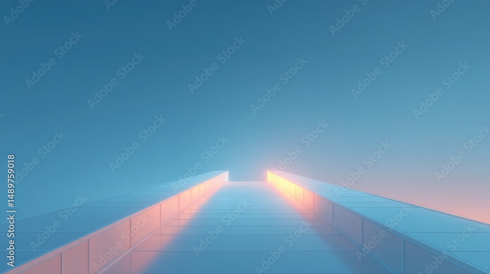 Poster sunny minimalistic exterior of modern department store with clean lines and ample copy space for tex