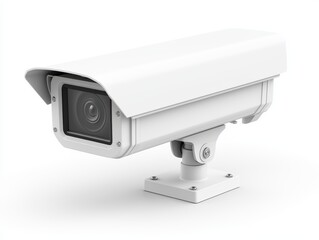 White Security Camera with Protective Cover and Adjustable Mounting Base