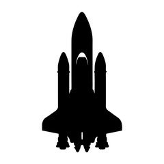 Powerful rocket ready for takeoff silhouette vector illustration