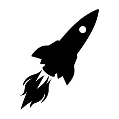 Rocketship launching into space silhouette vector illustration
