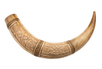 PNG Intricately carved decorative horn with ornate patterns and designs