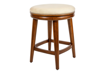 PNG Wooden bar stool with upholstered round seat on black background