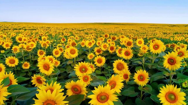 The blooming of the sunflower fields
