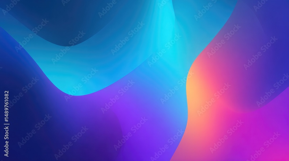 Aufkleber vibrant neon color shapes in harmonious rhythm form minimalistic abstract background with ample copy