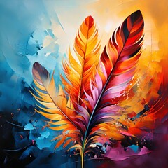 feather on the blue background