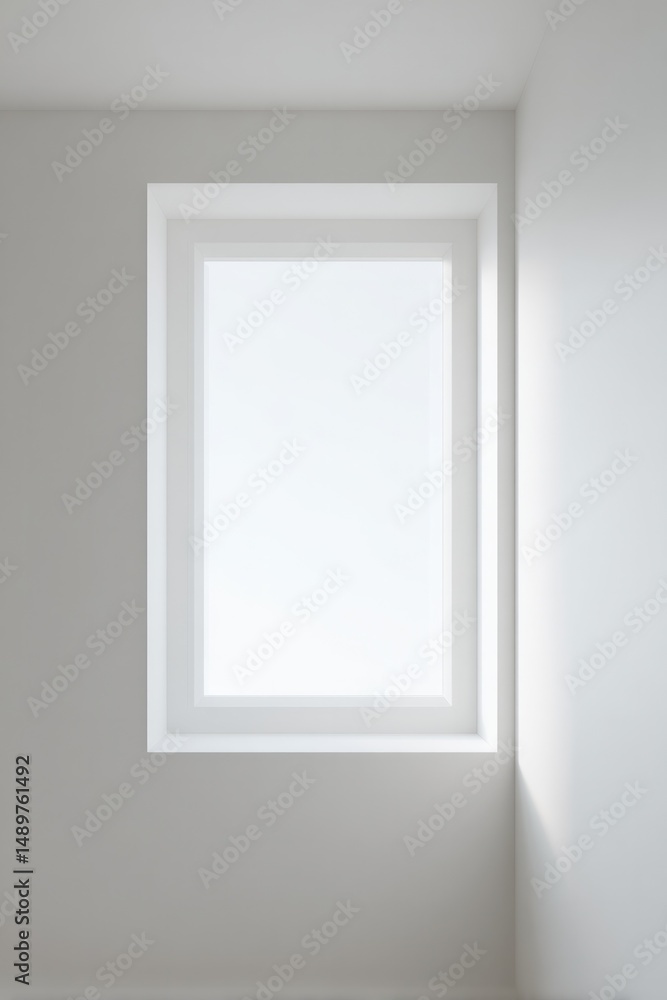 Poster white background displays minimalistic window centered in image