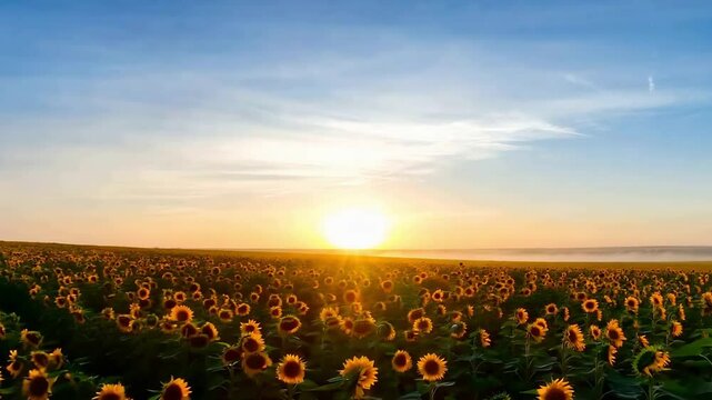 The blooming of the sunflower fields