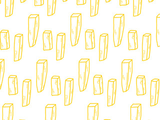 French fries simple minimalist and cute seamless pattern. Pommes frites doodle pattern. For packaging and banner design. Fry potato. Fast food design