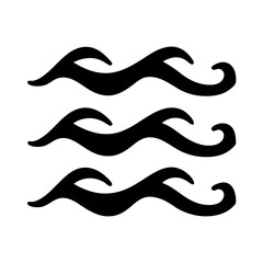 Stylized ocean waves silhouette vector illustration