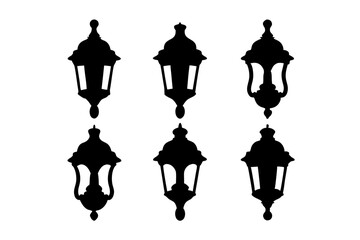 Obraz premium Lantern silhouette collection for camping light and outdoor gear vector illustration